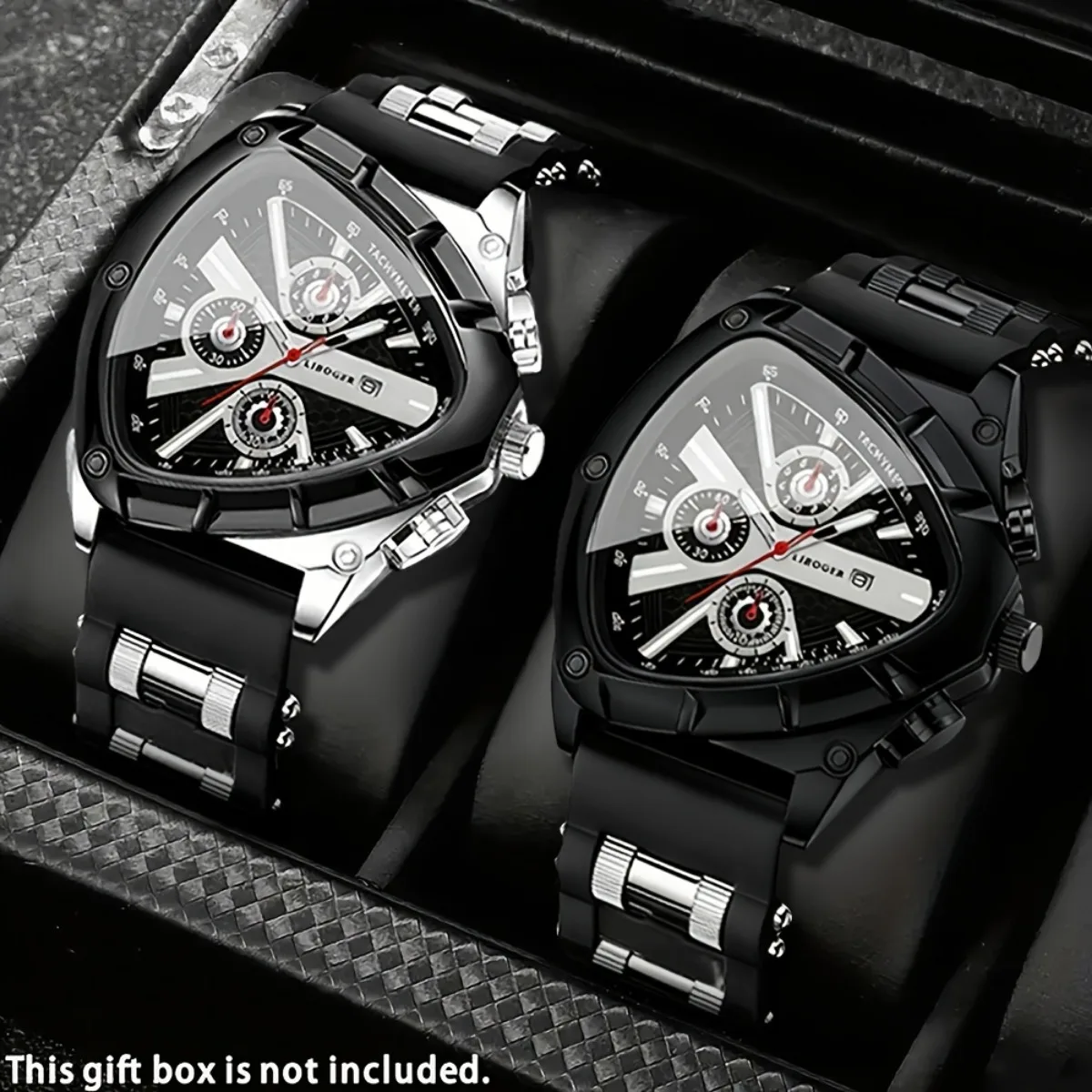 2PCS Luxury Men Calendar Quartz Watch Casual Silicone Band Mens Sports Wristwatch Set Reloj Hombre（Without Box）