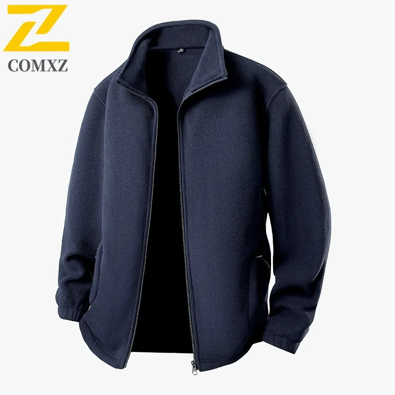 

COMXZ Мужская утолщенная куртка для работы на открытом воздухе, морозостойкое пальто на молнии, минималистичный воротник-стойка, легкая прочная зимняя одежда