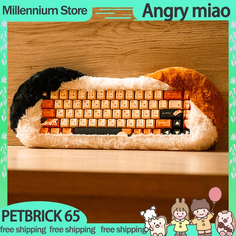 Angrymiao Petbrick65 Mechanical Keyboard Rgb Backlit 3Mode 2.4G Bluetooth Wireless Gamer Keyboard Computer Custom Keyboard Gifts