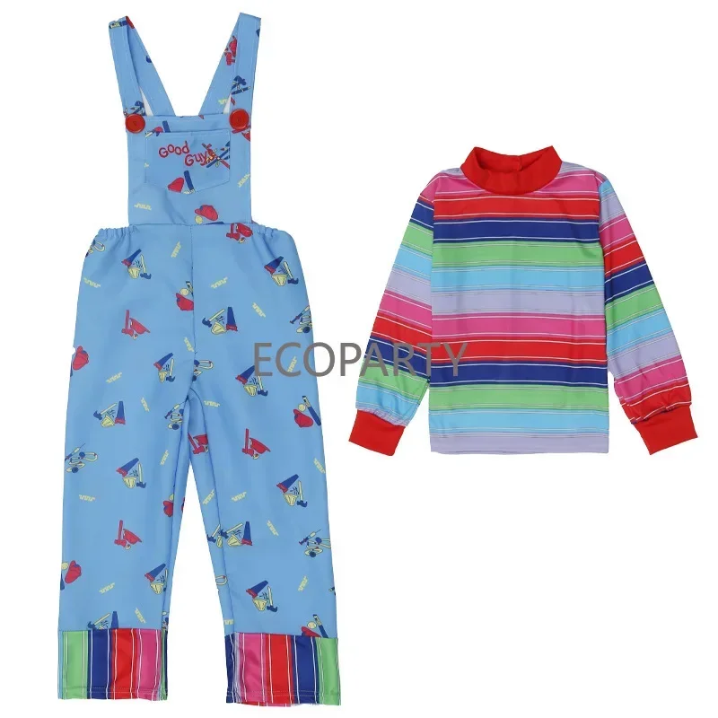 Film Kinder Chucky Cosplay Kind Spielen Cosplay Kostüm Uniform Tops Overalls Outfits Halloween Kleidung Für Jungen und Mädchen