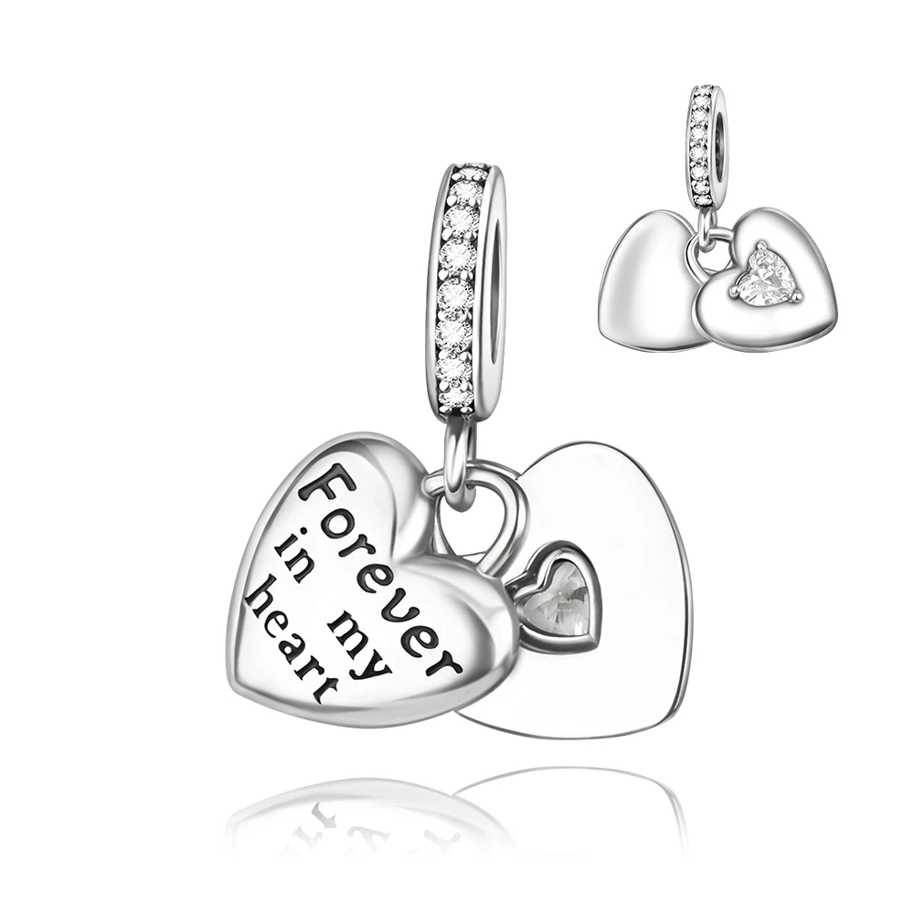 

Ahthen 925 Sterling Silver Hot Sale Beads Forever in my heart Charm fit Snake Chain Bracelets Necklaces for Women Jewelry Making
