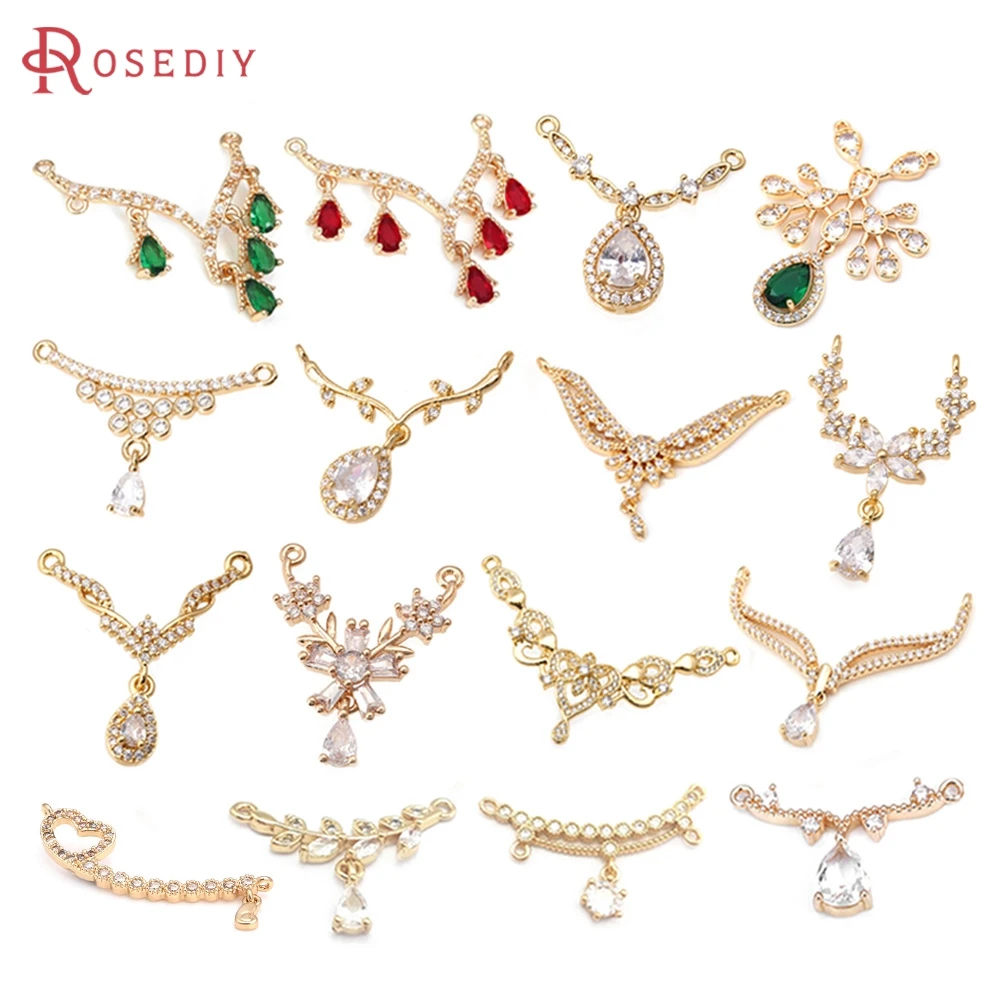4 Stück 18 Karat Gold Farbe Messing und Zirkon 2 Löcher mit Fall flügel verbinden Charms Anhänger hochwertige DIY Schmuck herstellung Halskette