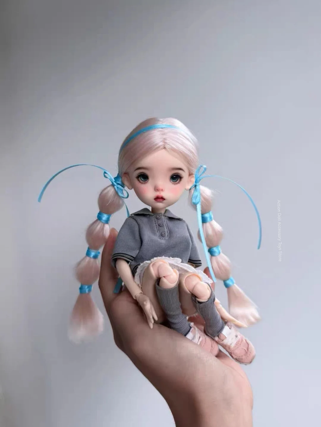 Nowe peruki z naturalnego moheru dla lalek Landazz Landoudou, obwód głowy 16 cm - 16,5 mm