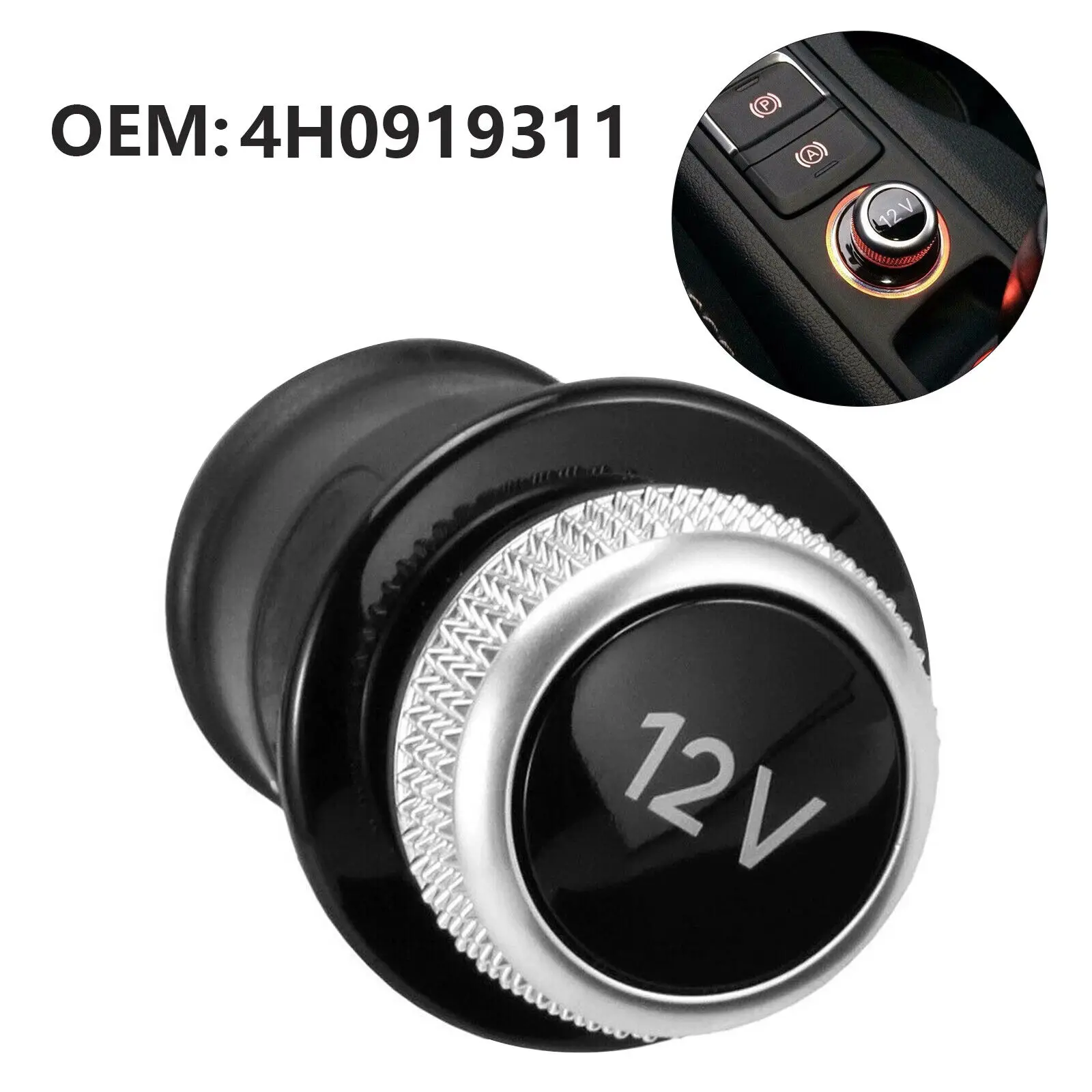 Cigarette Lighter Cover Chrome Plated Cigarette Lighter Plug For Audi A3 A4 A5 Q2 Q7 R8 8W0 919 311 12V