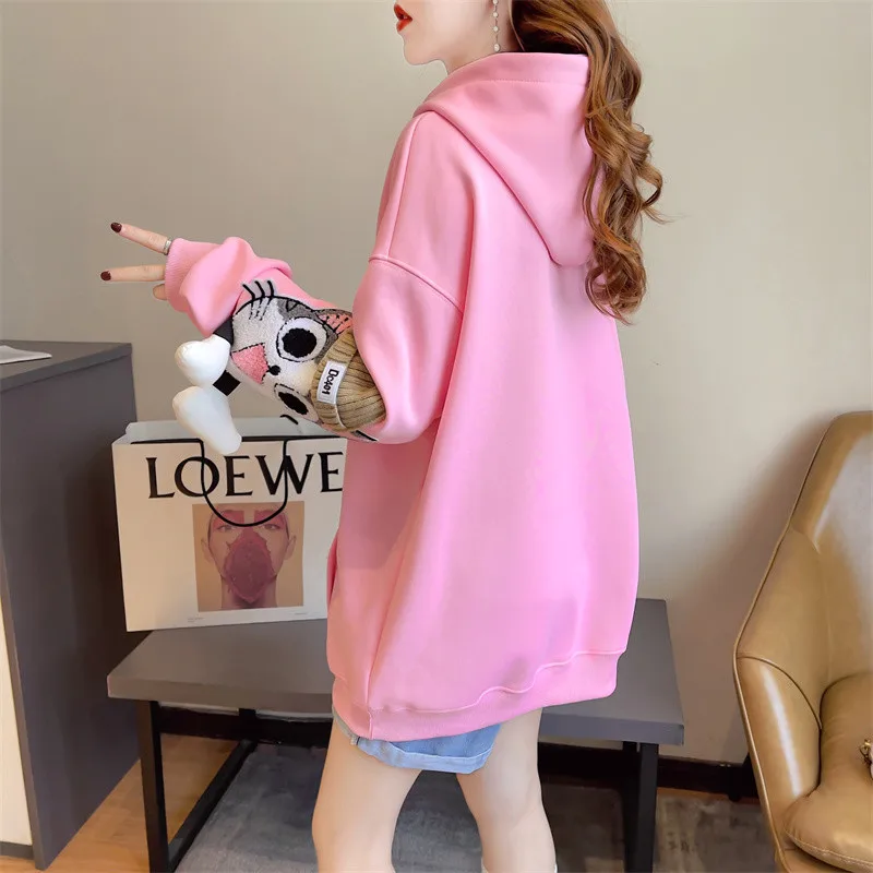 2024 New Sweatshirt Women's Hoodie Early Spring Loose Plus Size Design Sense Niche Spring Autumn Thin Cute little Versatile Coat