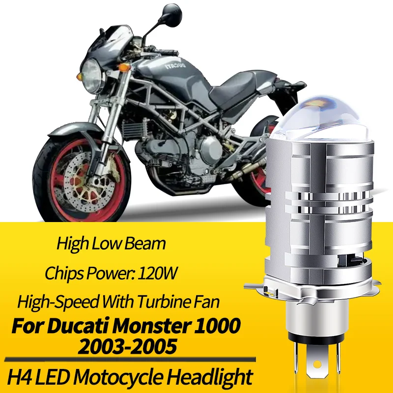 1PC LED Headlight Bulb H4 9003 HB2 High Low Beam Canbus For Ducati Monster 1000 2003 2004-2005 12V Motocycle Retrofit Accessory