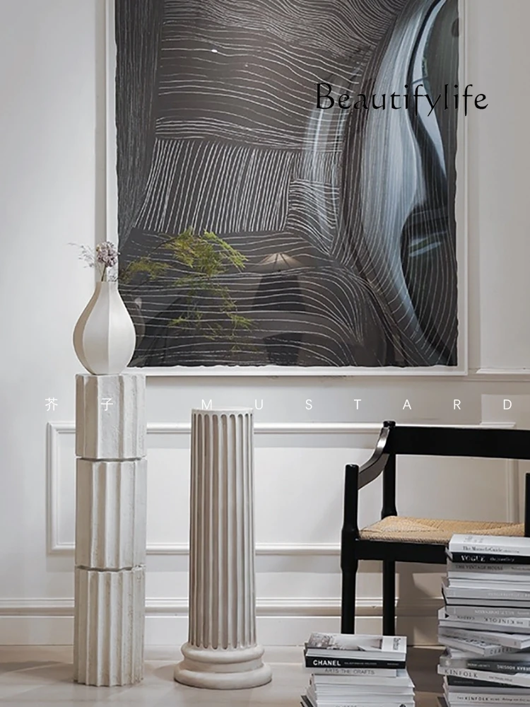French medieval Roman pillar, living room decoration, art base, sculpture table, blogger porch floor ornament