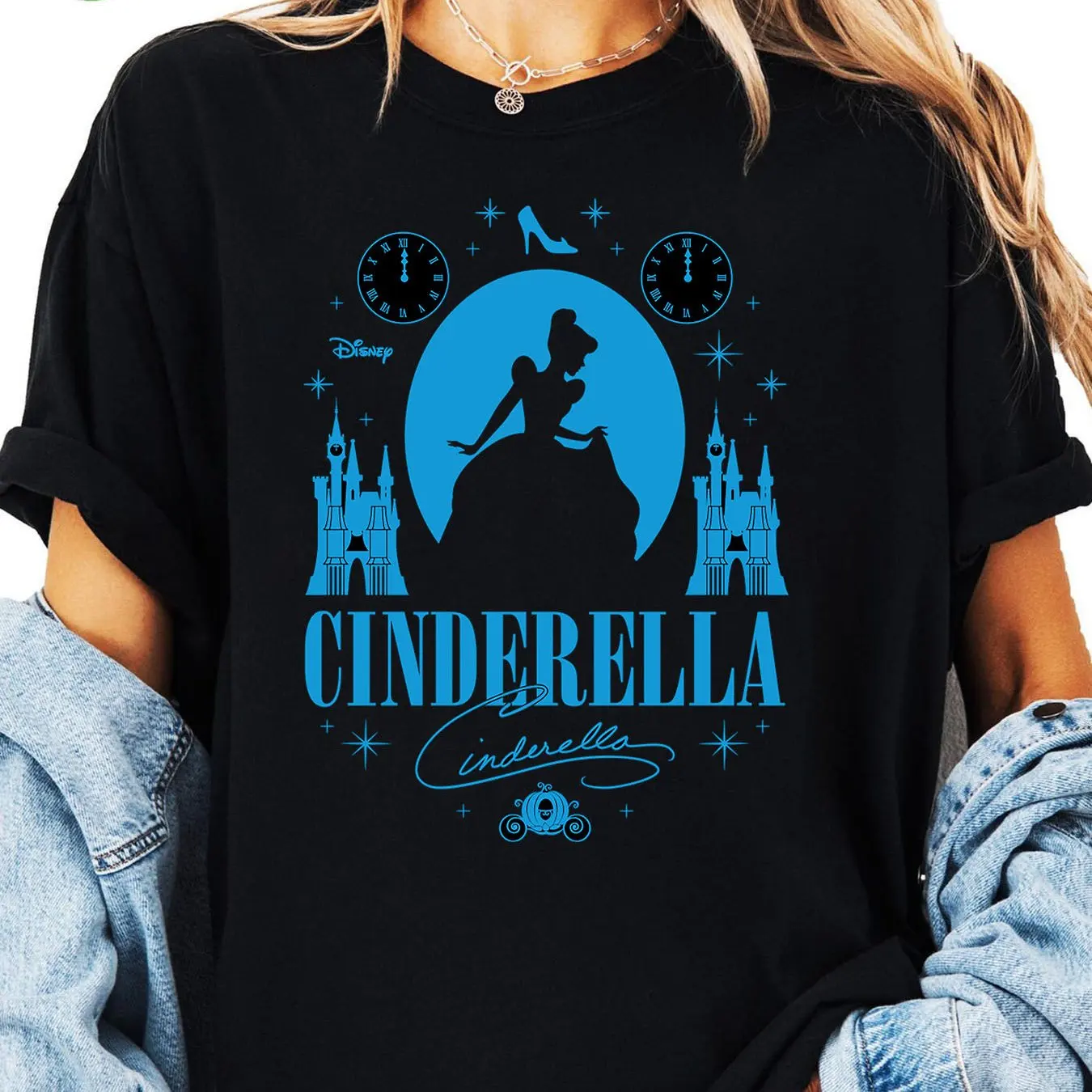 

Cinderella Boy Girl Summer T-Shirt Family Parent-Child Clothing Casual Loose Oversized Comfortable Cotton Short Sleeve Women Top