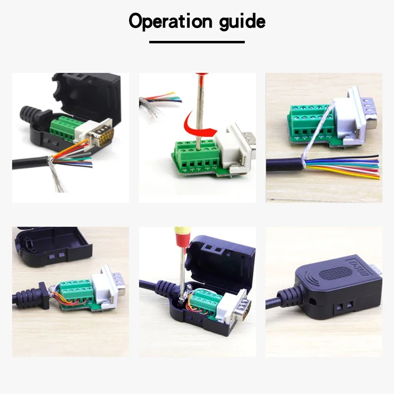 DB9 RS232 Connector D-SUB 9 Pin Male Female Plug RS485 Breakout Terminals 21-24 AWG Wire Solderless Connectors