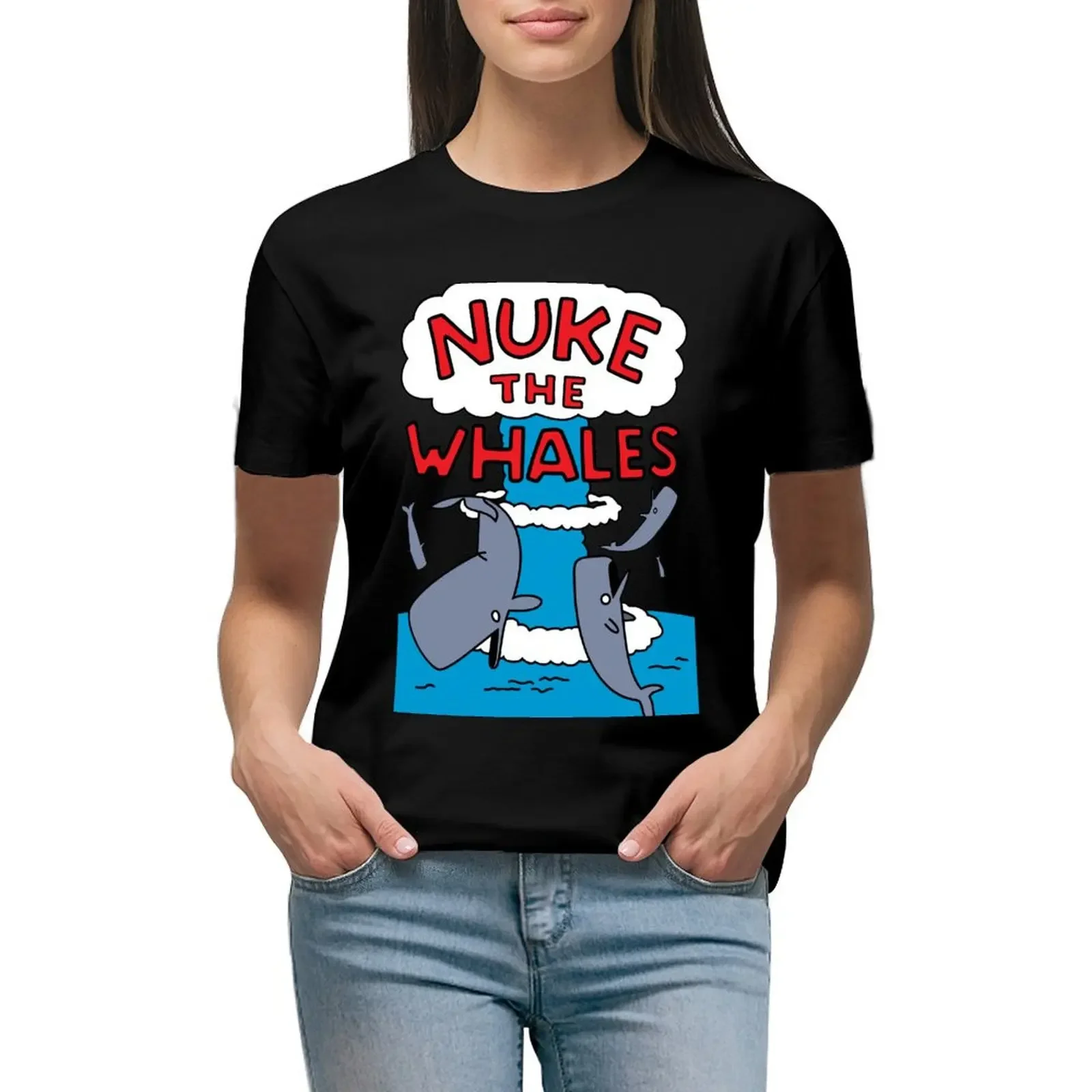 

Nuke The Whales T-Shirt funny Short sleeve tee sublime animal print shirt for girls Women's summer blouses 2024