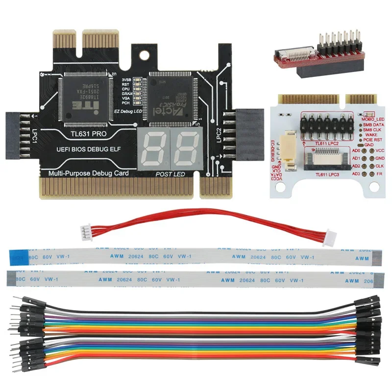 Uniwersalna karta diagnostyczna TL631 Pro do laptopów i komputerów PC PCI PCI-E Mini PCI-E LPC, analizator i tester płyt głównych, karta debugowania.
