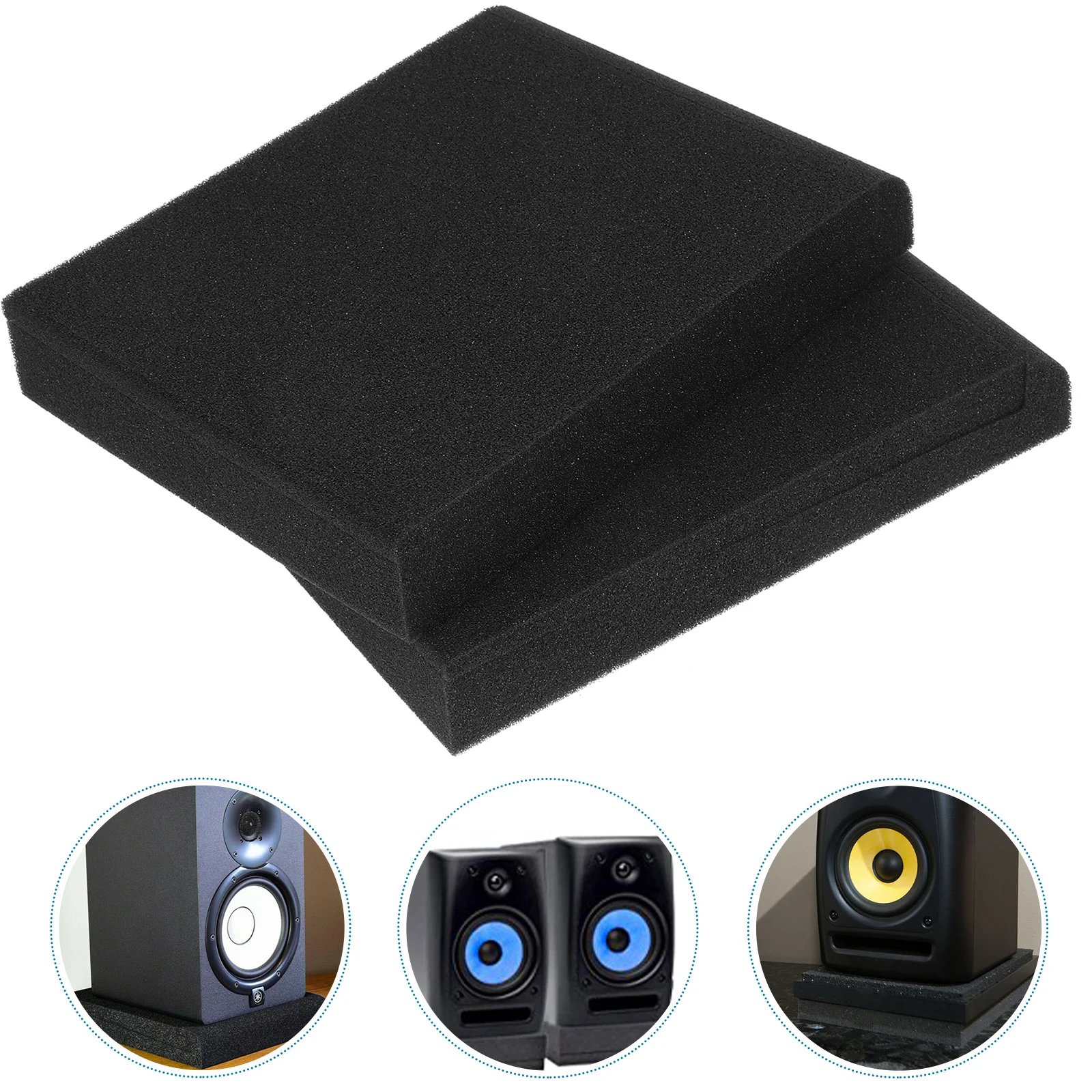 

2Pcs Speaker Isolation Pad High-Density Vibration Absorption Cushion Flat Bottom Stable Mat for Audio Equipment