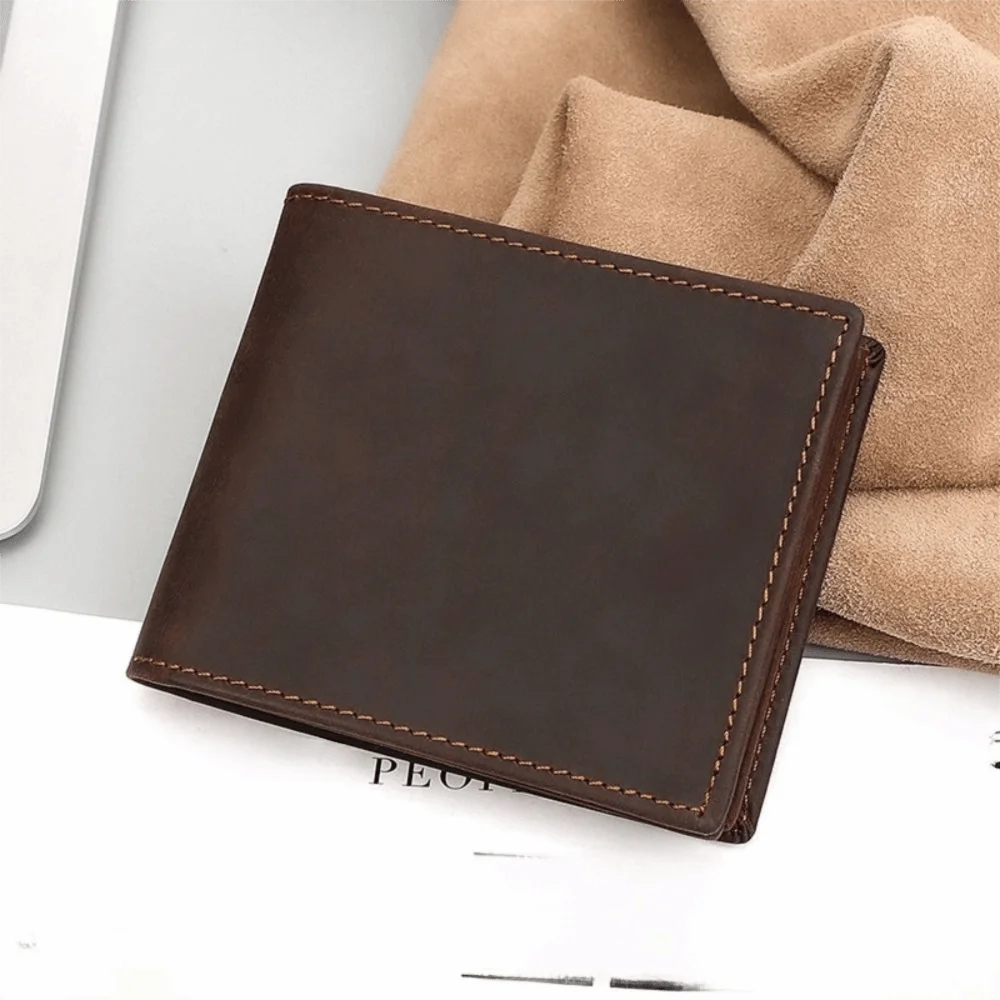 

Luxury Vintage Genuine Leather Wallet Handmade Slim Design Short Wallet Multi-Card Slot Lightweight Coin Purse Travel