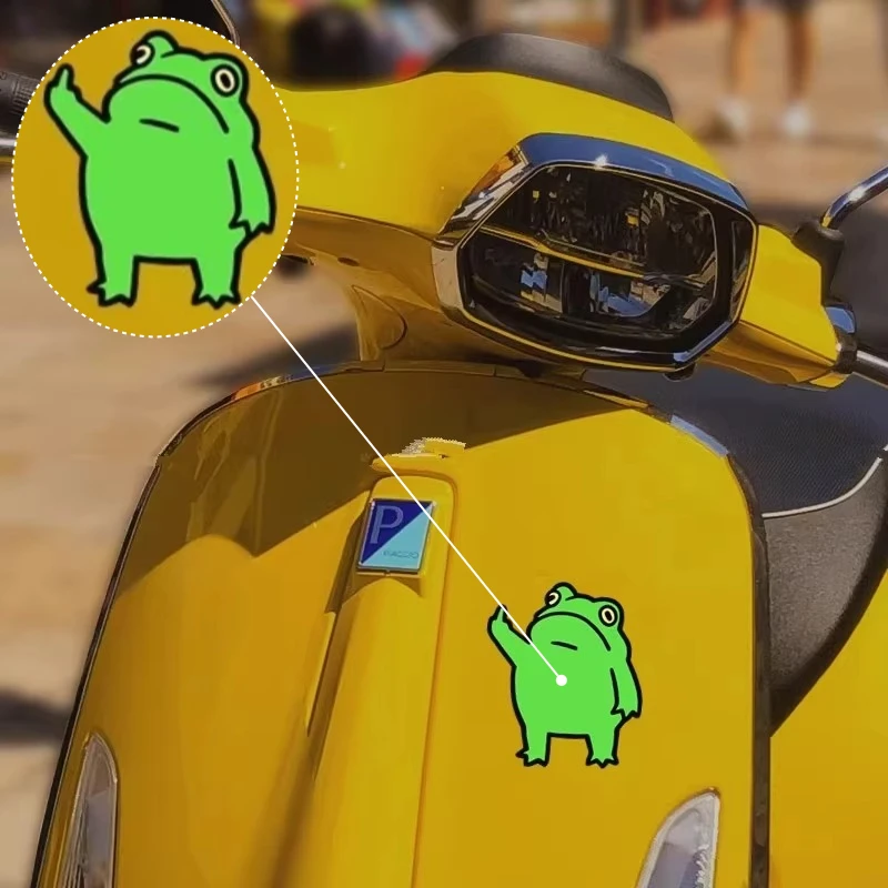 Cute Frog Motorcycle Vinyl Sticker 1PC Waterproof Decal for Front Fairing Fuel Tank Side Panel Scooter Helmet DIY Decor
