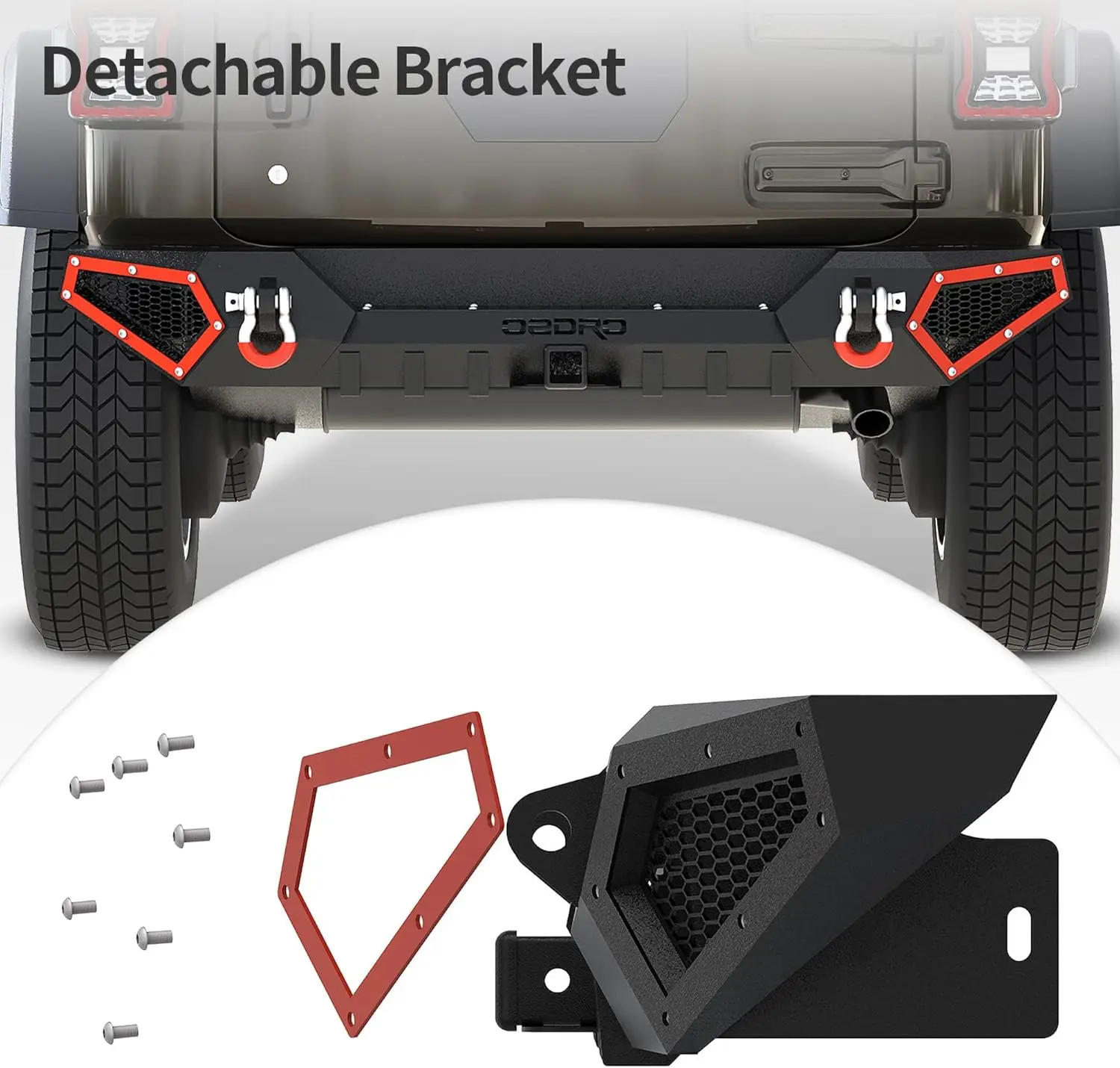 Rear Bumper Compatible with 2018-2024 Jeep Wrangler JL & Unlimited JLU (2/4 Doors), Rock Crawler Full Width Bumper with Hi