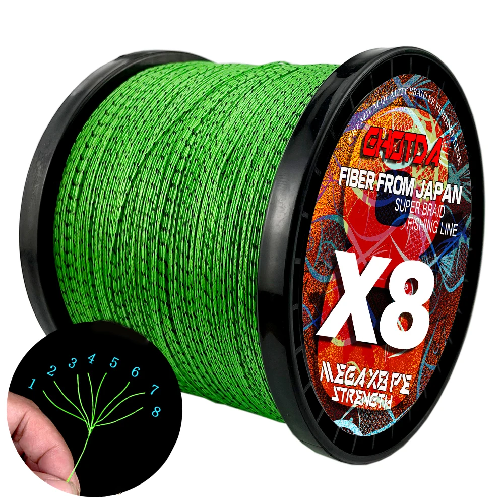 GHOTDA 100M/300M/500M Braided Line 8 Strands PE Fishing Line Speckle Raid Fish Multifilament Lure Fishing Wire Carp Outdoor Tool