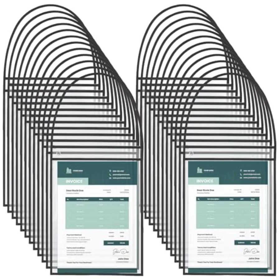 

Набор из 24 держателей для талонов/билетов для офиса с подвесным ремешком, 9 x 12 дюймов, карманы для сухого стирания, двусторонние, для рабочих талонов/билетов