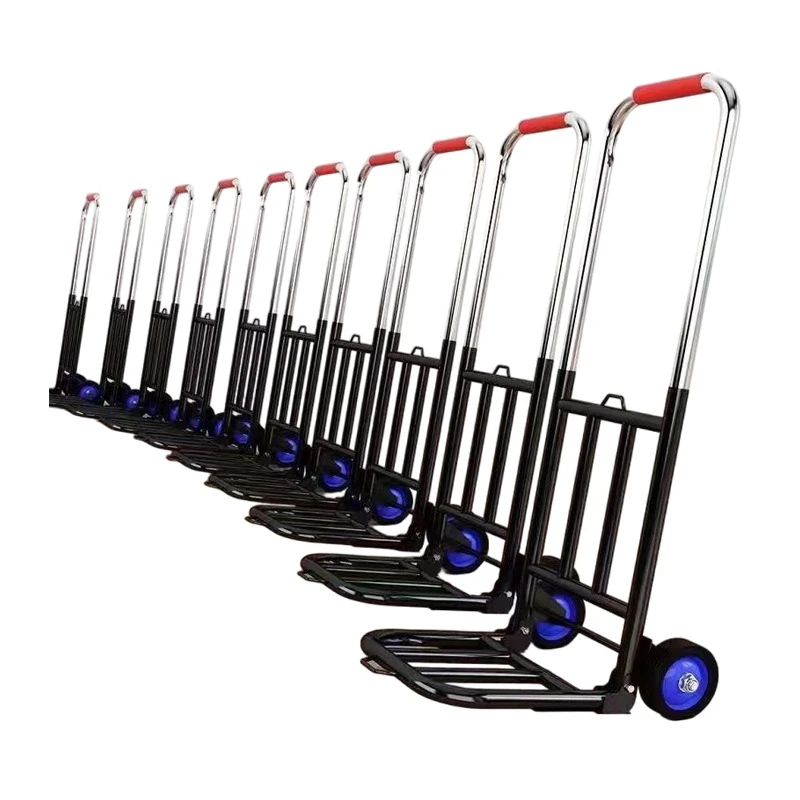 

Stainless steel folding portable trolley shopping grocery stall trolley light portable luggage climbing stairs transporter