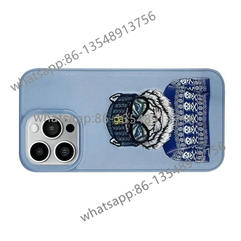 14 Pro anti-drop mobile phone case, fashion brand leather case