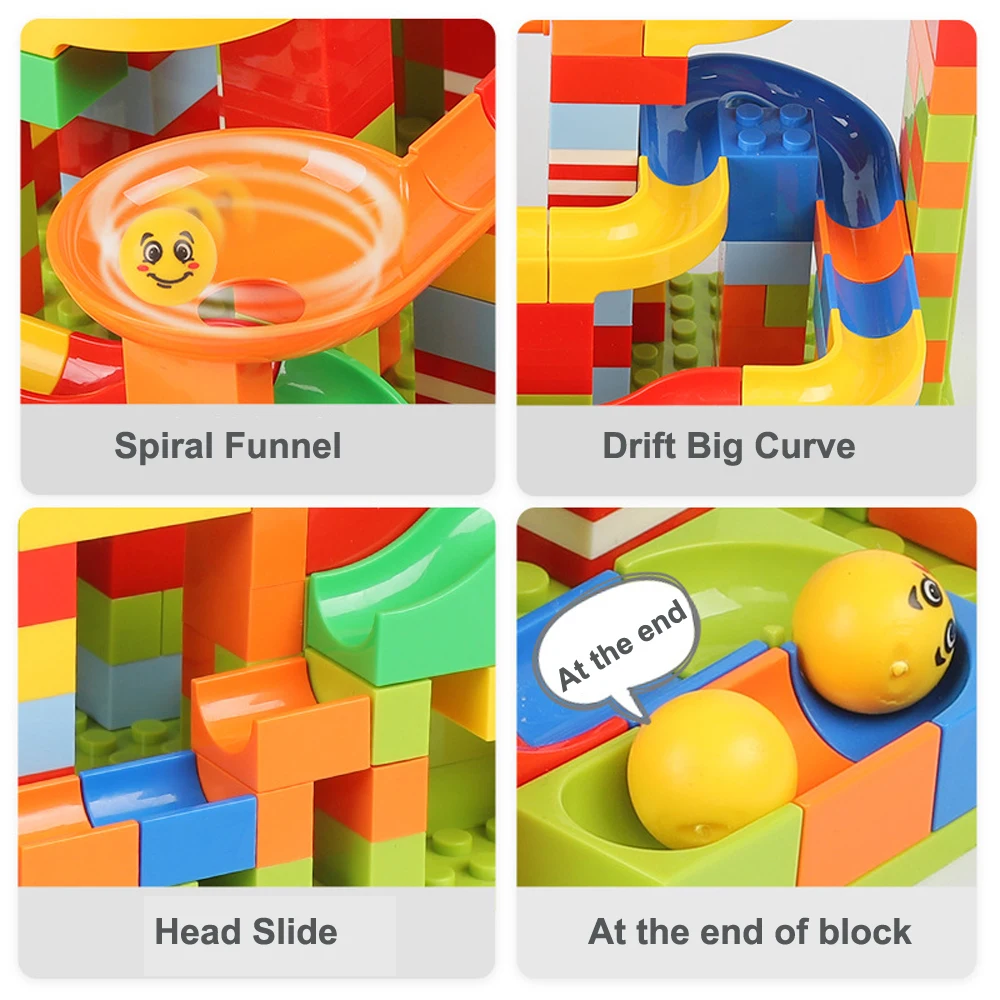 84-504PCS Marble Race Run Blocks Maze Ball Track Toy Kompatybilne klocki miejskie Lejek Klocki ślizgowe Zabawki DIY Klocki Zabawki