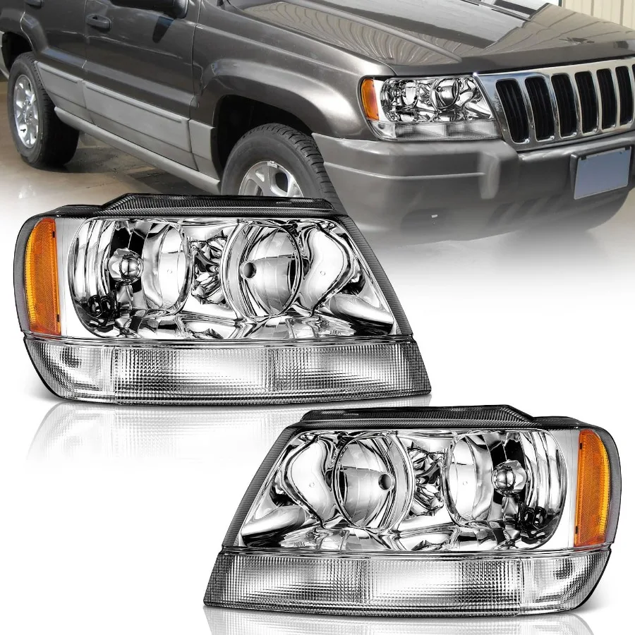 

Headlights Assembly Pair For 1999-2004 Jeep Grand CherokeeHalogen Headlight Assembly Headlamp Replacement For 1999 2000 2001 200