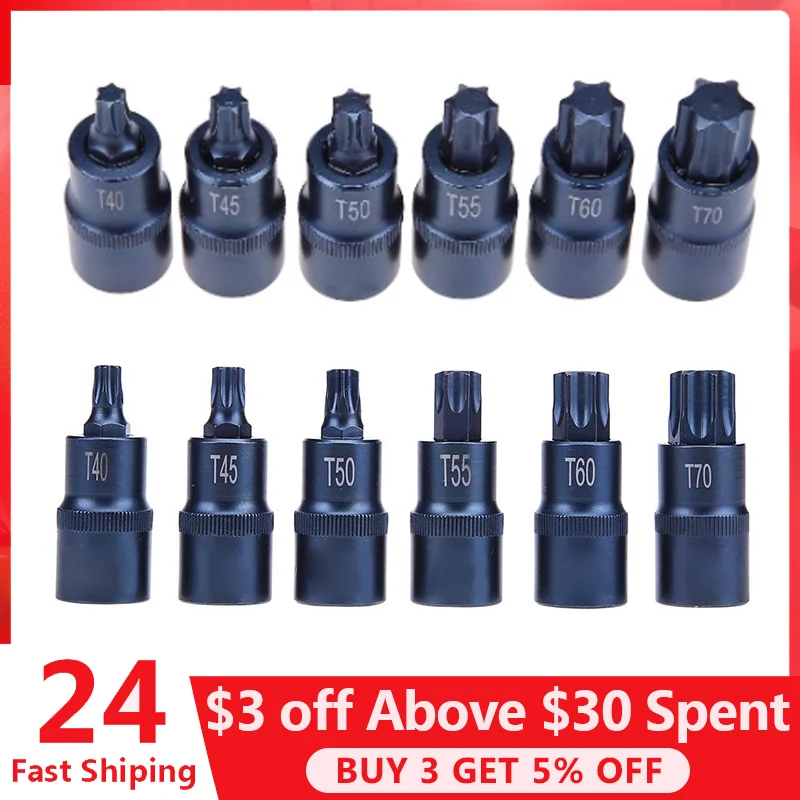 1/2 zoll Torx Set T40 T45 T50 T55 T60 T70 Buchse Bits Adapter Schraube Stick Buchse Reparatur Hand Werkzeug