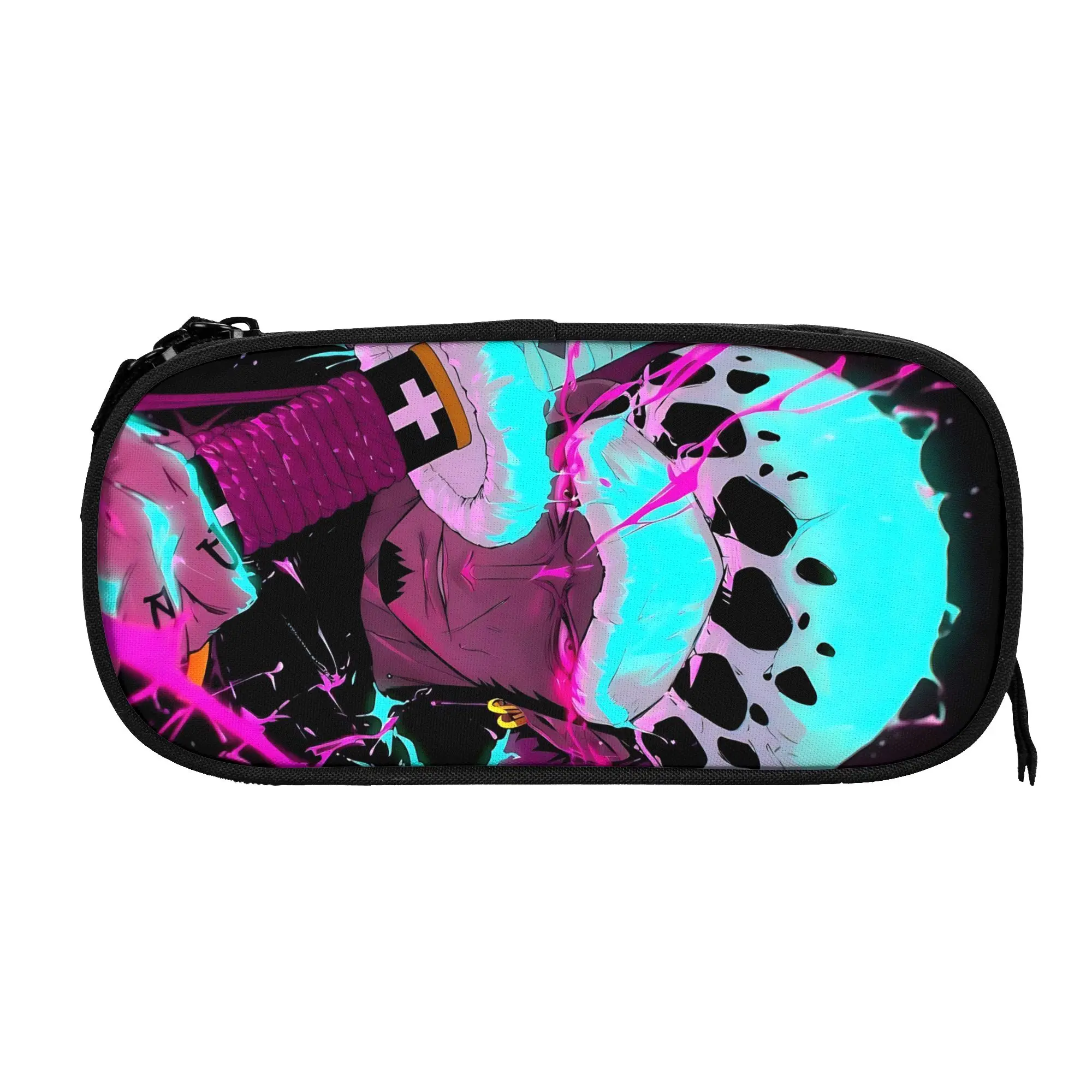 Large Capacity Bags for Child Cartoon Trafalgar Law Neon Color Pattern One Pieces Handheld Study Bag for Boys Gilrs Kids