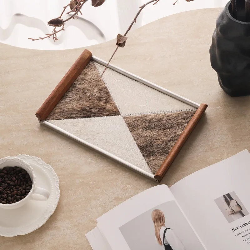 Real horsehair jewelry storage tray, high-end tea tray storage tray, high-end sense