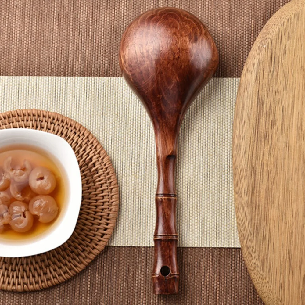 Bamboos Rice Washing Scoop Textured Grip Deep Scoop Head Bamboos Joint Ladle Long Handle Built-in Hanging Hole Kitchen Spoon