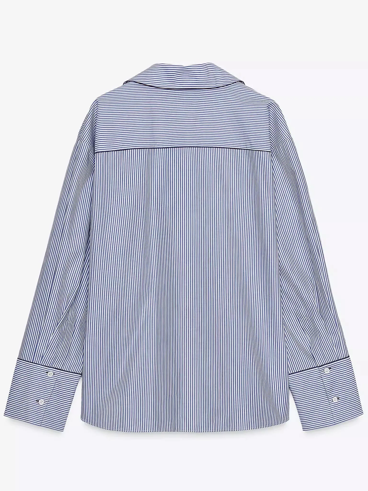 레이드바 스트라이프 컬러 블록 캐주얼 코튼 여성 루즈핏 통기성 패셔너블 가을 신상품