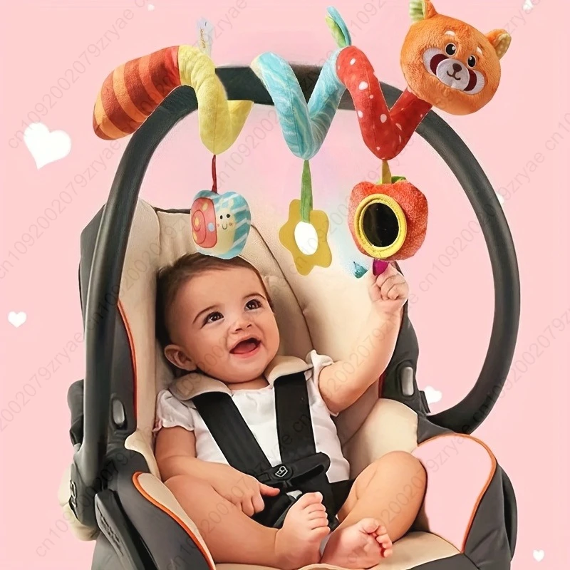 Letto a spirale per bambini sospeso con giocattoli di peluche, campana a manovella e ciambella - Giocattolo sensoriale in morbido tessuto per neonati, Halloween e Natale