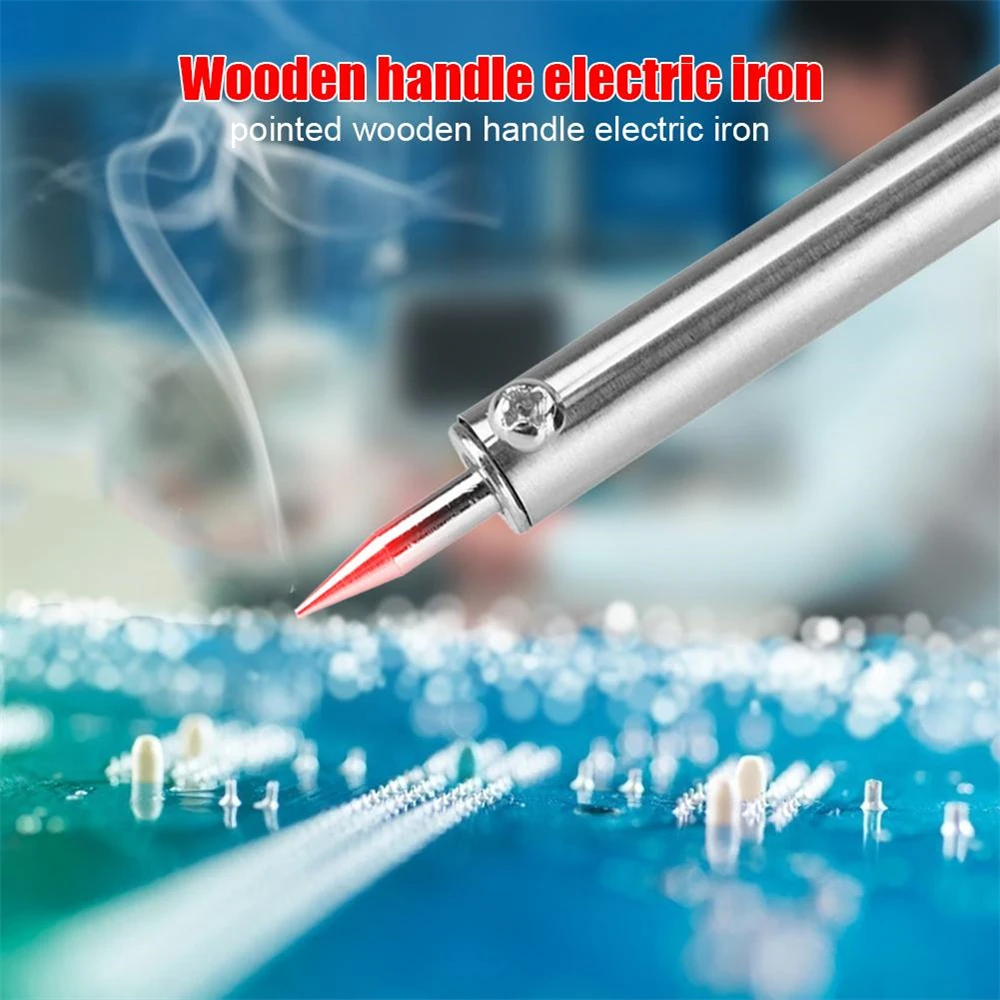 220V Adjustable Temperature Electric Solder Iron 30W/40W/60W/80W/100W Wood Handle Mini Soldering Iron Rework Station EU Plug