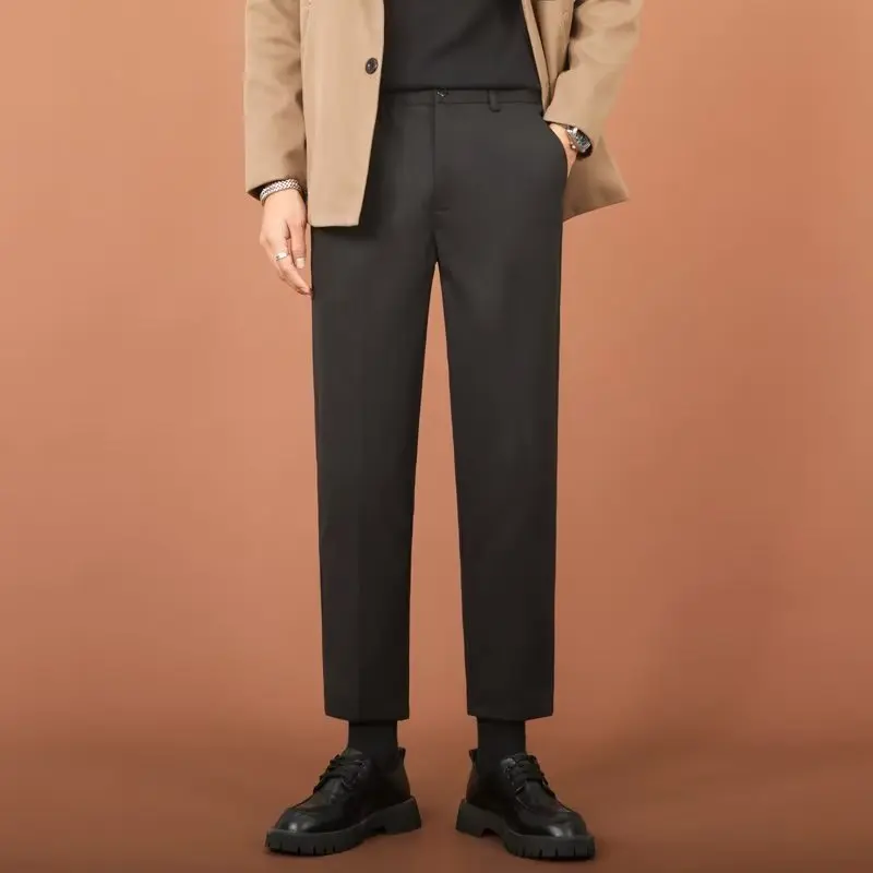 

Solid Men's Wide Leg Suit Pants 2024 New Fashion Classic Trousers Korean Casual Bottoms Plus Size Vintage Male Clothes F243