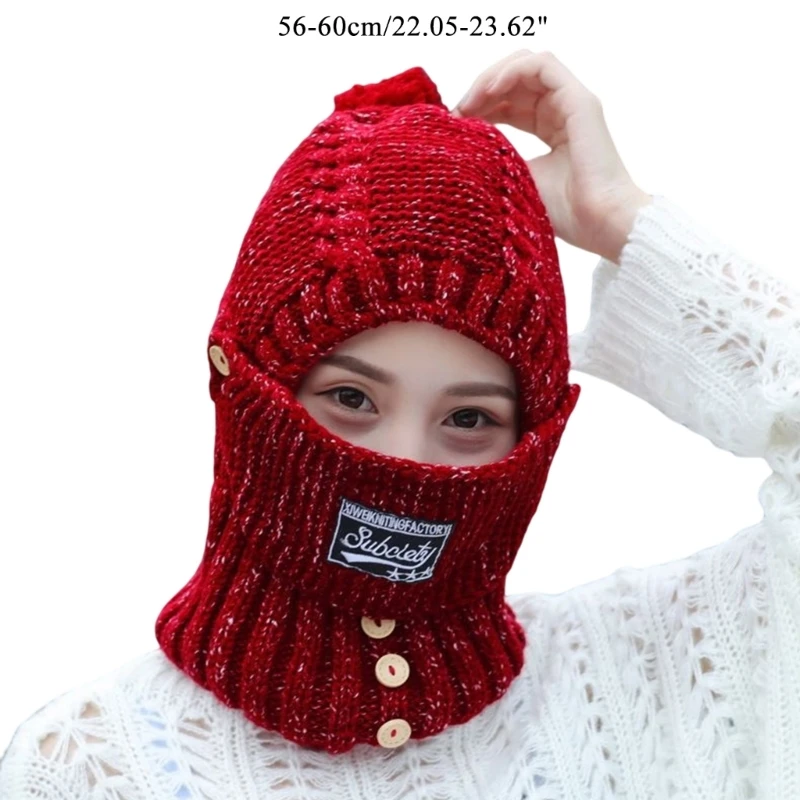 Knit Trapper Hat Women Fleece Lined Winter Hat Scarf Mask Set Winter Balaclava Fleece Hood Ski Hooded Hat Scarf Drop Shipping