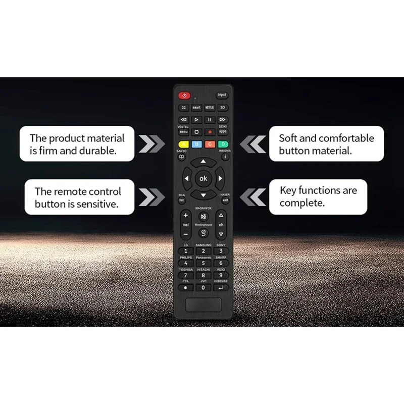 بديل جهاز التحكم عن بعد للتلفزيون العالمي YP متوافق مع Magnavox RCA JVC TCL Westinghouse لـ Philips Panasonic والمزيد