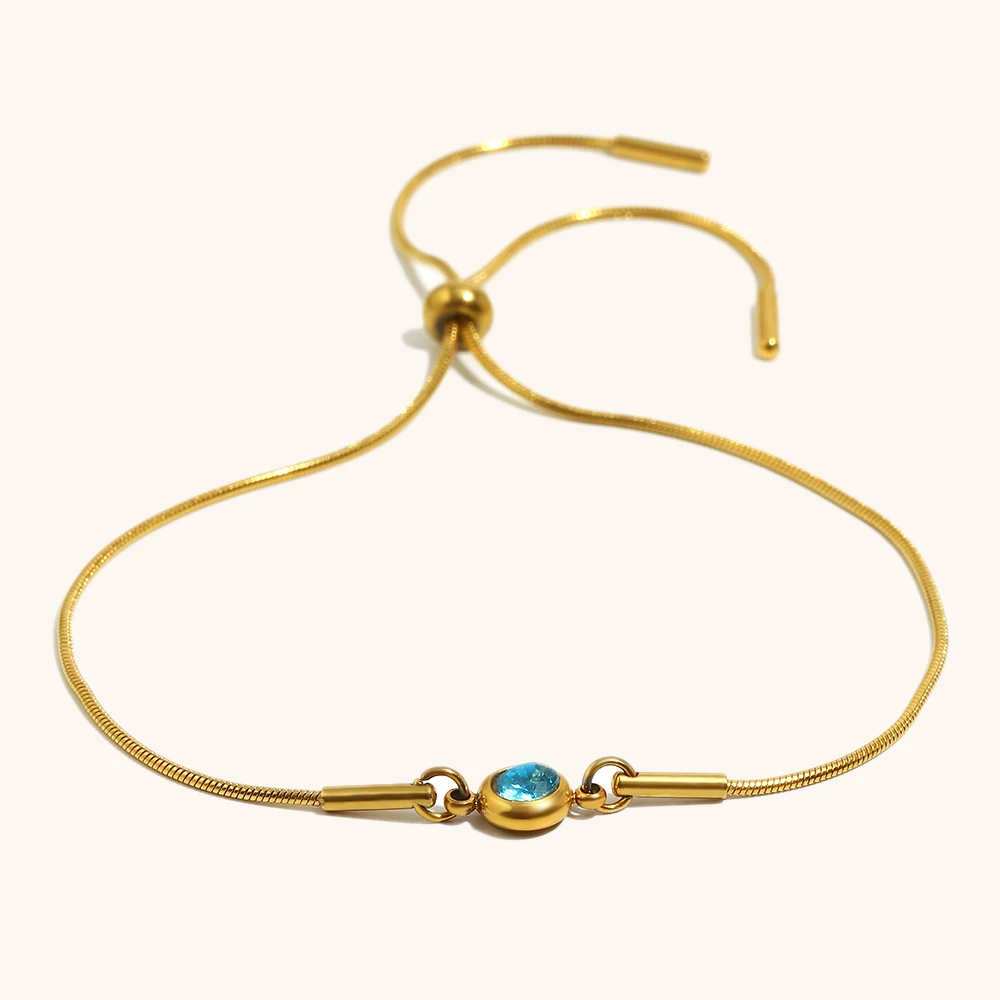 Pull-out Snake Chain Colored Zircon Bracelet, Fashionable Gift
