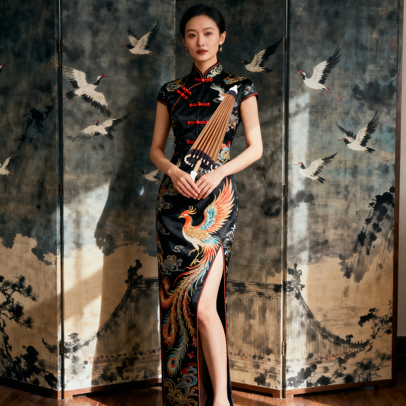 

Traditional Chinese Oil Paper Umbrella Waterproof Elegant Vintage Design for Hanfu Cosplay Stage Performance Party Decor Photo