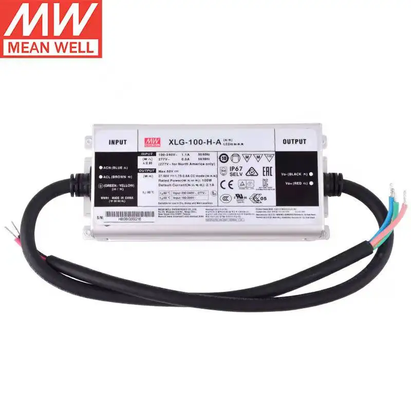 Imagem -02 - Meanwell-led Driver de Iluminação Função Pfc Ativa Ac-dc Ip67 à Prova Dágua Modo de Energia Constante Built-in Xlg100-h-a 2100ma 2756v