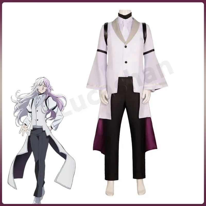 

Sigma Cosplay Anime Bungou Stray Dogs 4th Costume Trench Uniform Suit With Tie Halloween Christmas Party Clothes For Men Womena;