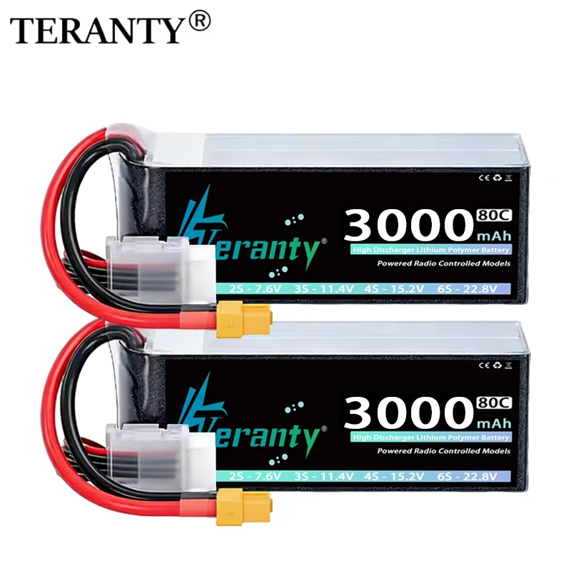 TERANTY 4S 3000mAh 15,2V 80C/160C Lipo-Akku mit T/XT60-Stecker für RC-Helikopter, Quadcopter, FPV-Renndrohnen, Ersatzteile
