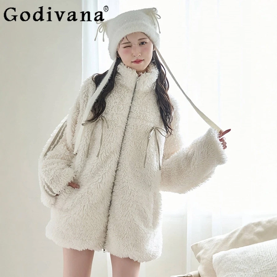 Giacca in pelliccia sintetica dolce moda stile giapponese Autunno e inverno Cappotto in peluche addensato caldo per nuove ragazze Cappotto in pelliccia da donna 2025
