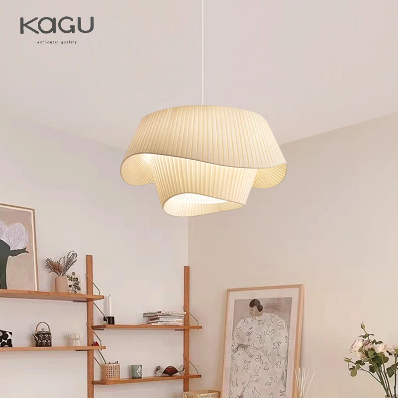 Imagem -05 - Kagu Retro Quarto Lustre Romântico Ins Estilo Creme Tecido Lustre Nórdico Sala de Jantar Luz Sótão Luz