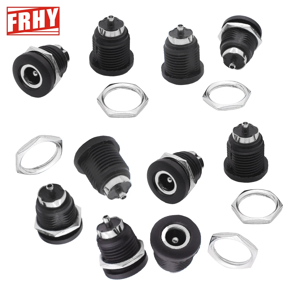 10 Stück DC-022D-Stromanschluss 5,5 x 2,5 mm/5,5 x 2,1 mm weiblicher Panel-Mount-Stecker, Buchse in zwei Größen zum Aufladen mit hohem Strom (12 V/5 A)