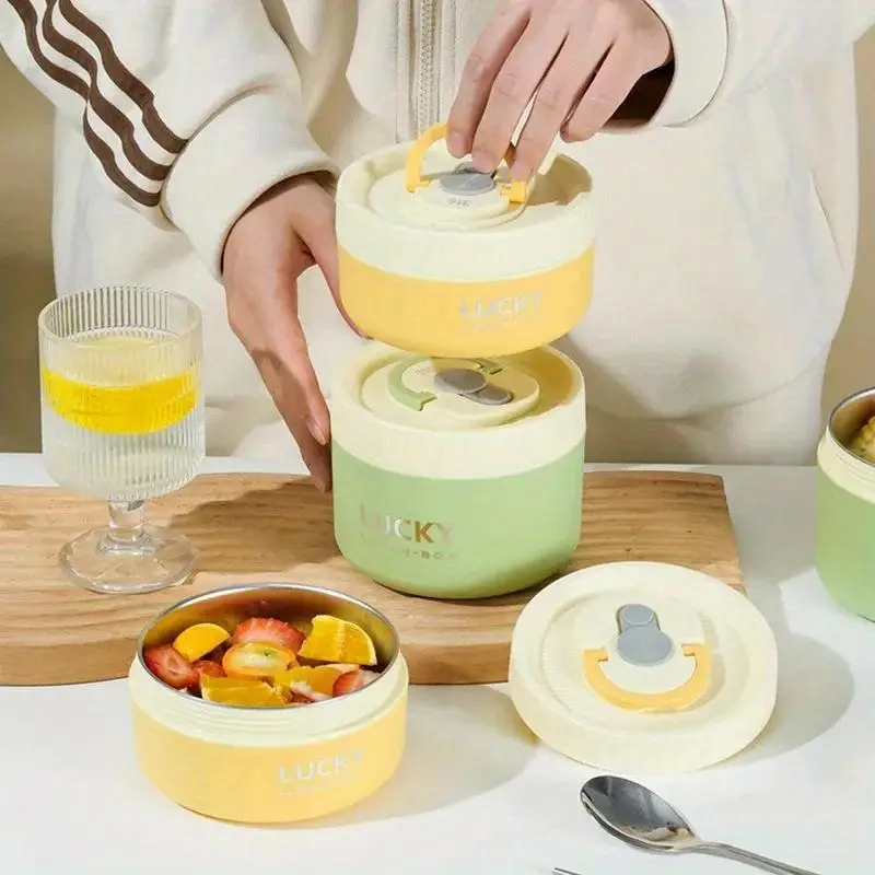 400/600ML Sealed Thermal Lunch Box Stackable Microwave Safe 304 Stainless Steel Bento Food Container Stainless Steel Lunch Box
