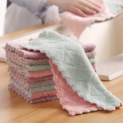 10PCS Thickened Dish Towel Coral Velvet Rag Household Kitchen Tools Cleaning Cloth Scouring Pad Household Rag Cleaning Towels