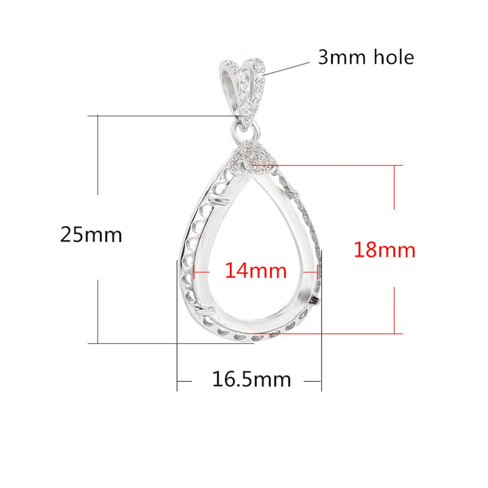 Pendant Setting for 14x18mm Teardrop Cabochons 925 Silver Zircon Pendant Blank Pear Pendant Base SP0015