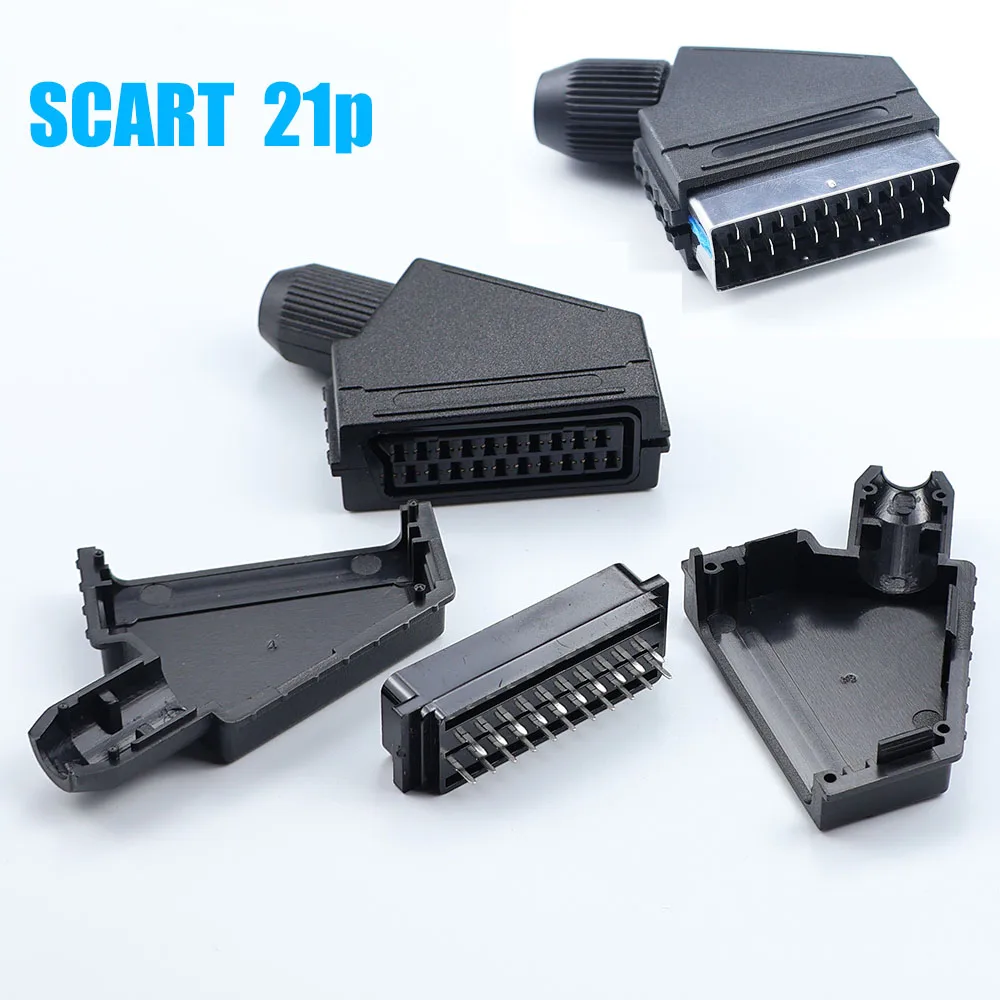 For SCART Broom Head European Style Plug 3-piece set with 21P Wiring, Soldering Test Audio And Video Interface