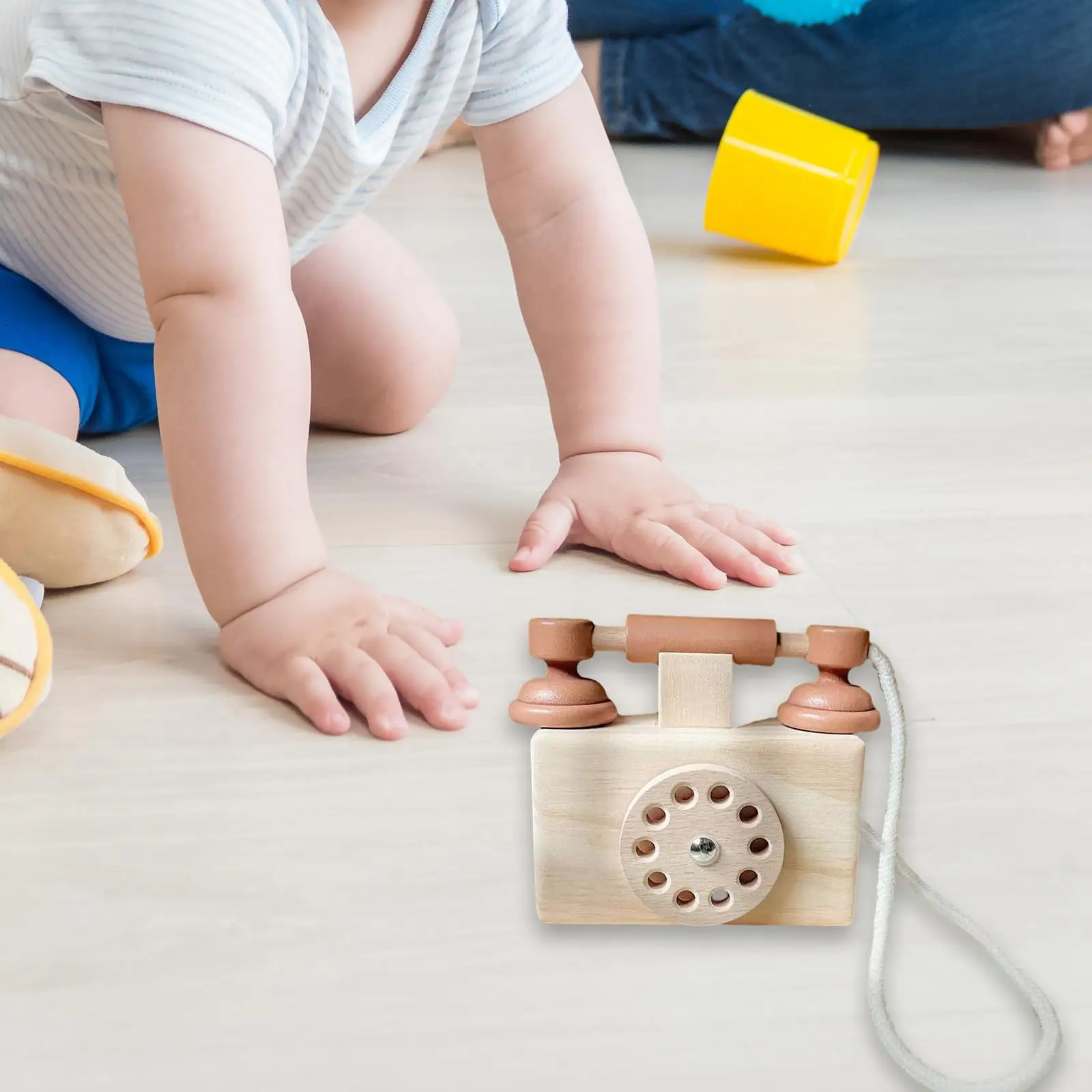 Wooden Pretend Phone Toy Role Play Wooden Handicraft Toy Montessori Educational