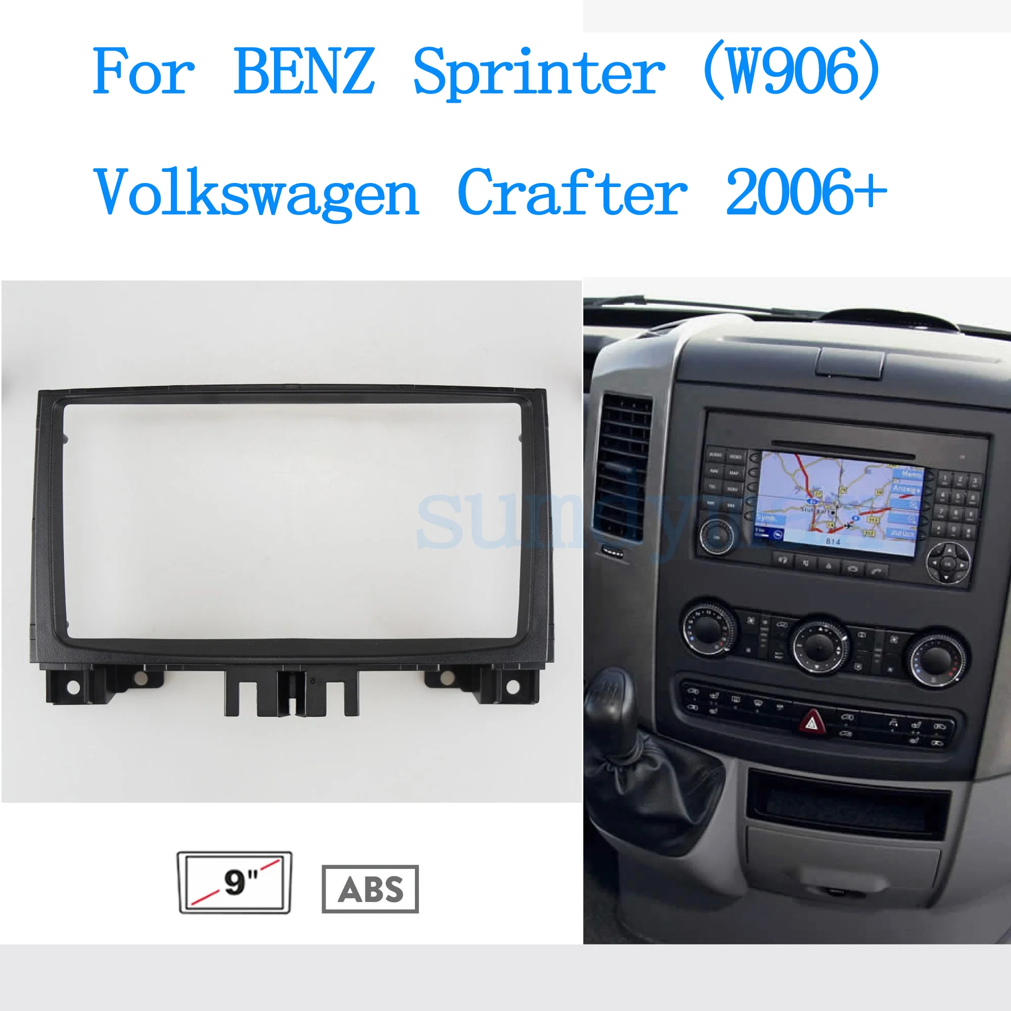 9 Inch Radio Fascia for Benz Sprinter Volkswagen VW Crafter 2006-2012 Stereo Panel GPS Frame Dash Mount Kit Bezel Car Accessori