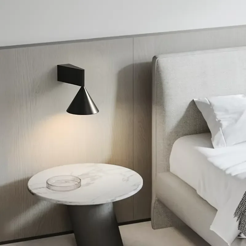 Modern Outdoor Wall Lamp with Black Metal Shade Brass LED Light Source for Hotel and Garden Decoration